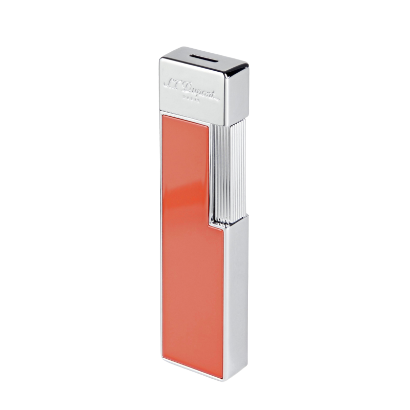 S.T. Dupont Briquet Twiggy laqué corail et chromé S.T. Dupont Briquet Twiggy laqué corail et chromé