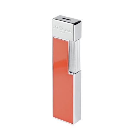 S.T. Dupont Briquet Twiggy laqué corail et chromé